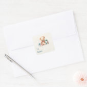 Schattigee teddybeer met kerstcadeaus van & naar vierkante sticker (Envelop)