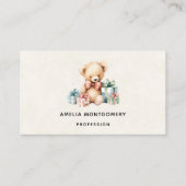 Schattigee teddybeer met kerstcadeaus visitekaartje (Voorkant)