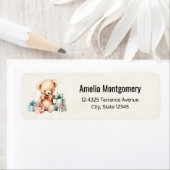 Schattigee teddybeer met kerstcadeautjes Adres Etiket (Insitu)