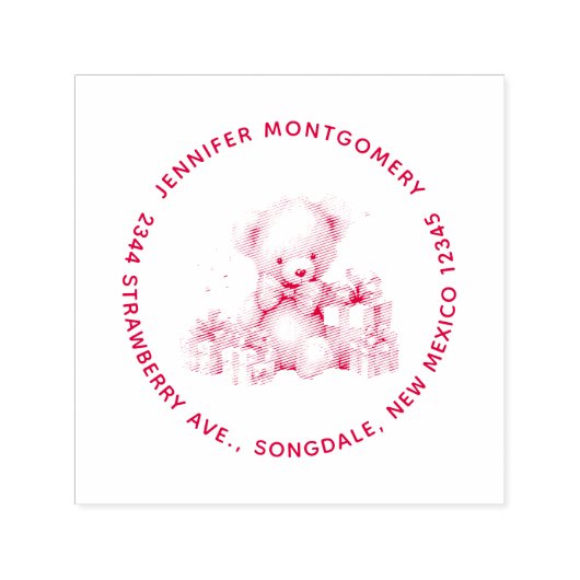 Schattigee teddybeer met kerstcadeautjes Adres Zelfinktende Stempel (Design)