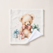 Schattigee teddybeer met kerstcadeautjes bad handdoek (Wasdoekje)
