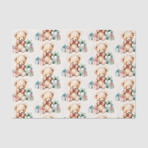 Schattigee teddybeer met kerstcadeautjes tissuepapier