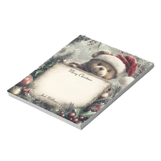 Schattigee teddybeer met kerstversiering – Festi Notitieblok (Linkerzijde)