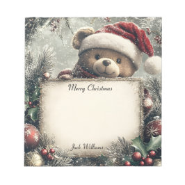 Schattigee teddybeer met kerstversiering – Festi Notitieblok