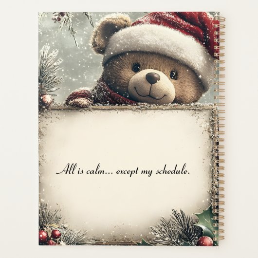 Schattigee teddybeer met kerstversiering – Festi Planner (Achterkant)