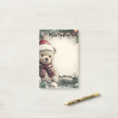 Schattigee teddybeer met kerstversiering – Festi Post-it® Notes (Op bureau)