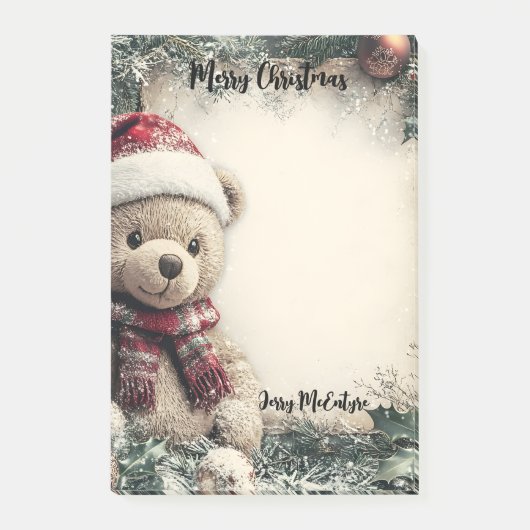 Schattigee teddybeer met kerstversiering – Festi Post-it® Notes (Voorkant)