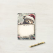 Schattigee teddybeer met kerstversiering – Festi Post-it® Notes (Op bureau)