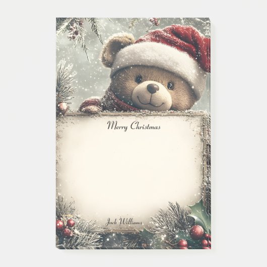 Schattigee teddybeer met kerstversiering – Festi Post-it® Notes (Voorkant)
