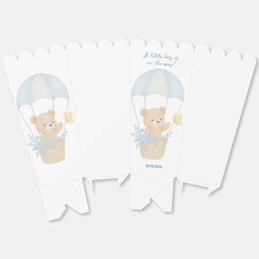 Schattigee teddybeer met parachute Baby shower Bedankdoosjes (Ongevouwen)