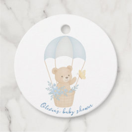 Schattigee teddybeer met parachute Baby shower Bedankjes Labels