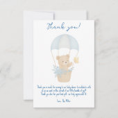 Schattigee teddybeer met parachute Baby shower Bedankkaart (Voorkant)