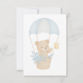 Schattigee teddybeer met parachute Baby shower Bedankkaart (Achterkant)