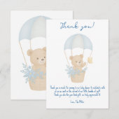 Schattigee teddybeer met parachute Baby shower Bedankkaart (Voorkant / Achterkant)