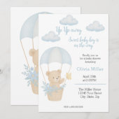 Schattigee teddybeer met parachute Baby shower Kaart (Voorkant / Achterkant)