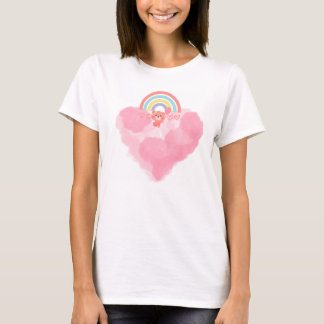 Schattigee teddybeer met regenboog en hart t-shirt