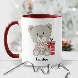 Schattigee Teddybeer met rode kerstcadeaus Mok