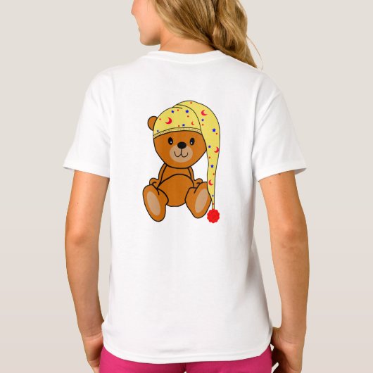 Schattigee Teddybeer met slapend pet T-shirt (Achterkant)