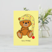 Schattigee Teddybeer met slapende petten verjaarda Bedankkaart (Staand voorkant)