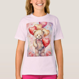 Schattigee teddybeer met verjaardagsballonnen t-shirt