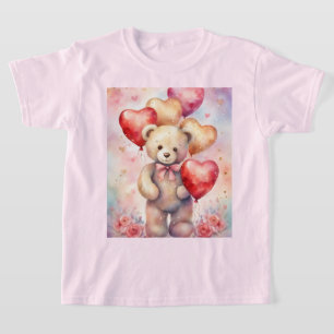 Schattigee teddybeer met verjaardagsballonnen t-shirt