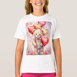 Schattigee teddybeer met verjaardagsballonnen t-shirt