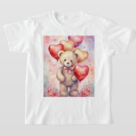 Schattigee teddybeer met verjaardagsballonnen t-shirt (Laagn)