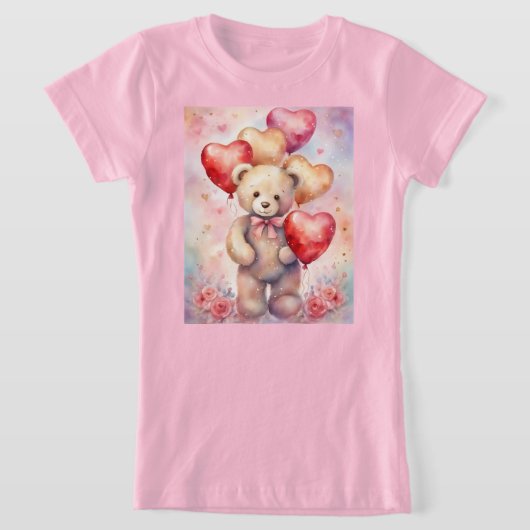 Schattigee teddybeer met verjaardagsballonnen t-shirt (Laagn)