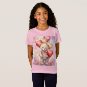 Schattigee teddybeer met verjaardagsballonnen t-shirt (Voorkant volledig)