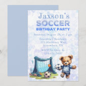 Schattigee Teddybeer met Voetbal Verjaardagsfeestj Kaart (Voorkant / Achterkant)