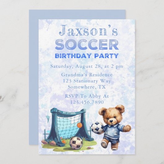 Schattigee Teddybeer met Voetbal Verjaardagsfeestj Kaart (Voorkant / Achterkant)