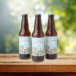 Schattigee teddybeer n vrienden picknick Baby show Bier Etiket