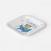 Schattigee teddybeer op Baby shower | Papieren Bordje (Gebogen)