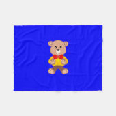 Schattigee teddybeer op blauw fleecedeken fleece deken (Voorkant (Horizontaal))
