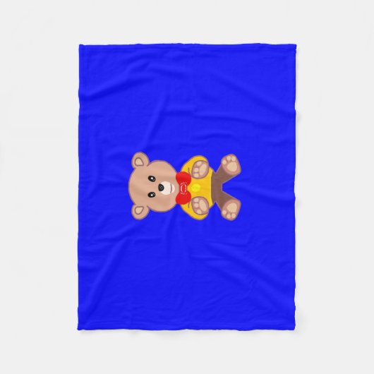 Schattigee teddybeer op blauw fleecedeken fleece deken (Voorkant)