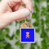 Schattigee teddybeer op blauw sleutelhanger (Hand)