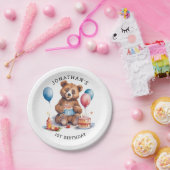 Schattigee teddybeer op eerste verjaardag papieren bordje (Feest)