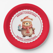 Schattigee teddybeer op kerstvakantie met kerstmut