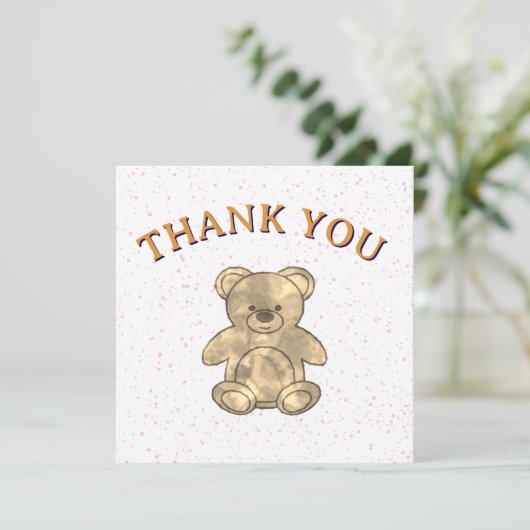 Schattigee teddybeer op maat bedankkaart (Staand voorkant)