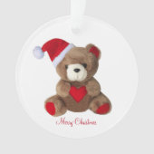 Schattigee teddybeer op wit ornament (voorkant)