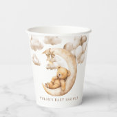 Schattigee teddybeer over de maan Baby shower neut Papieren Bekers (Achterkant)