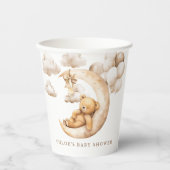 Schattigee teddybeer over de maan Baby shower neut Papieren Bekers (Voorkant)
