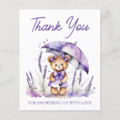 Schattigee teddybeer paarse baby shower dank u kaa (Voorkant)