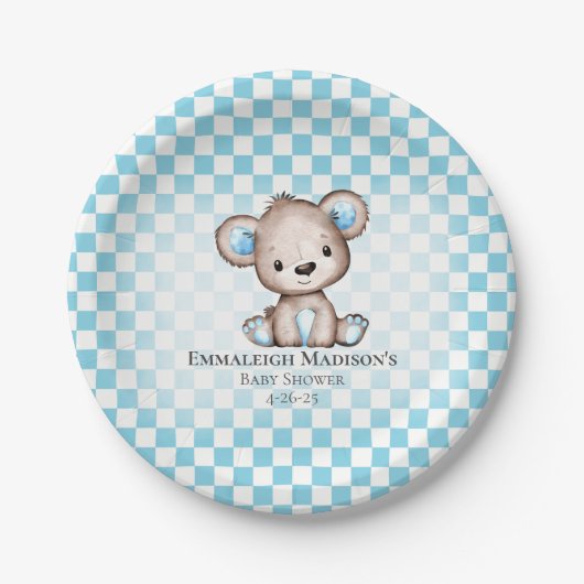 Schattigee teddybeer picknick Baby shower Papieren Bordje (Voorkant)