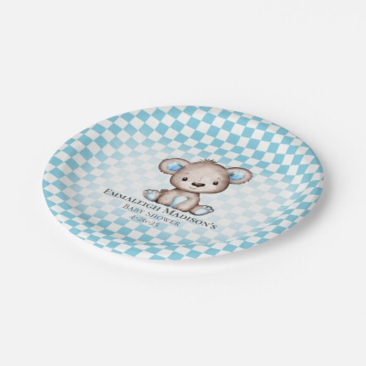 Schattigee teddybeer picknick Baby shower Papieren Bordje (Gekanteld)
