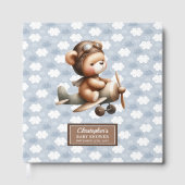 Schattigee teddybeer piloot Baby shower gastenboek (Voorkant)