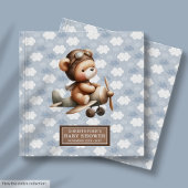 Schattigee teddybeer piloot Baby shower gastenboek