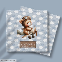 Schattigee teddybeer piloot Baby shower gastenboek