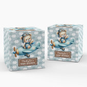 Schattigee teddybeer piloot Blue Baby Party gunstb Bedankdoosjes