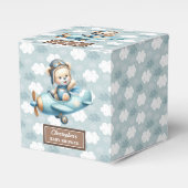 Schattigee teddybeer piloot Blue Baby Party gunstb Bedankdoosjes (Voorkant Zijde)